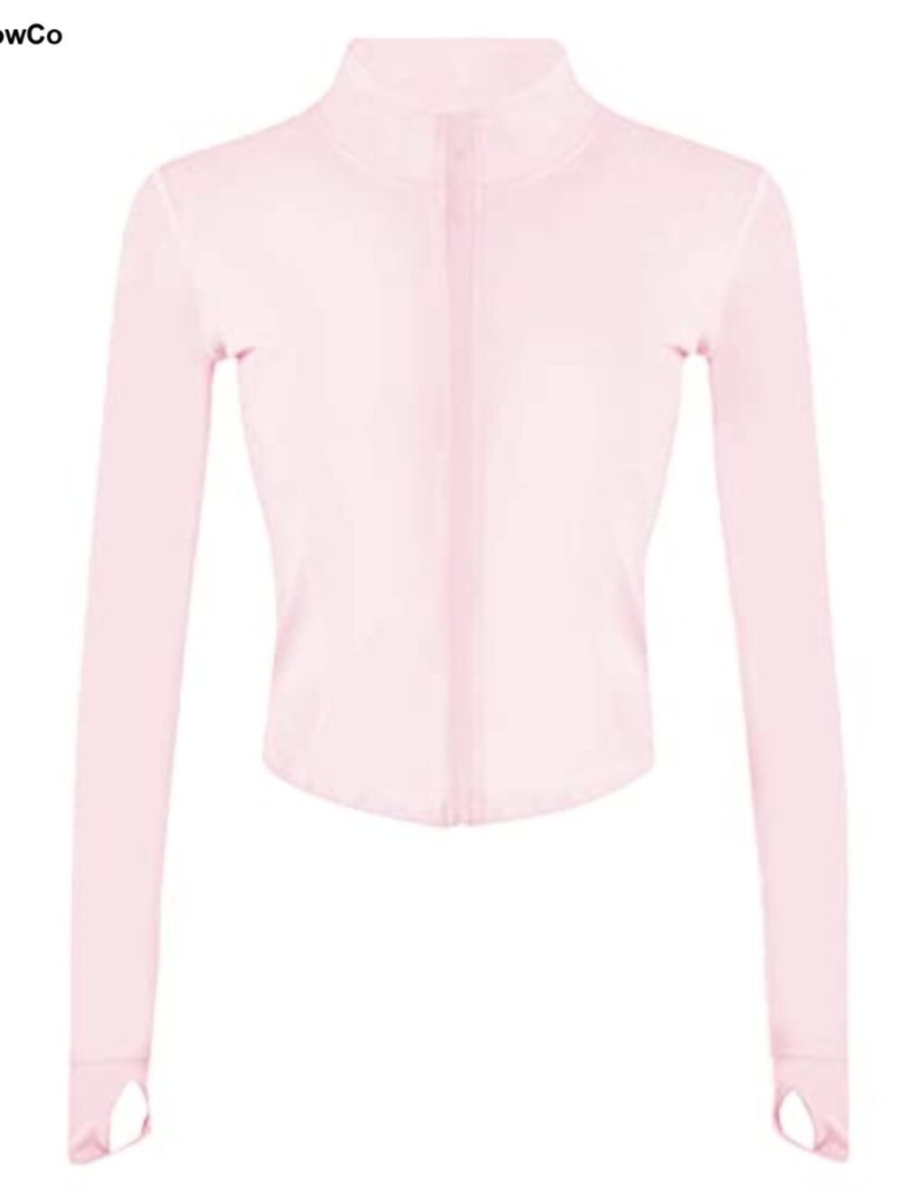 Women's Cropped Athletic Zip Up Jacket with Thumb Holes - Slim Fit, Polyester